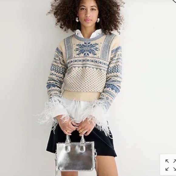 NEW J.Crew Feather Trim Cotton Poplin Button Up Shirt With Collar White - Picture 6 of 16